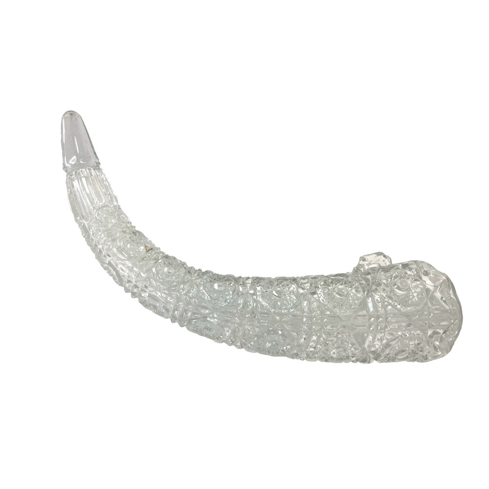 Vtg Pressed Glass Hanging Cornucopia Vase Unique Russian Drinking Glass 10"